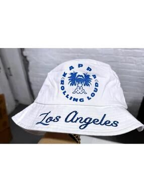 Kappa x Rolling Loud White Bucket Hat with Blue Embroidery